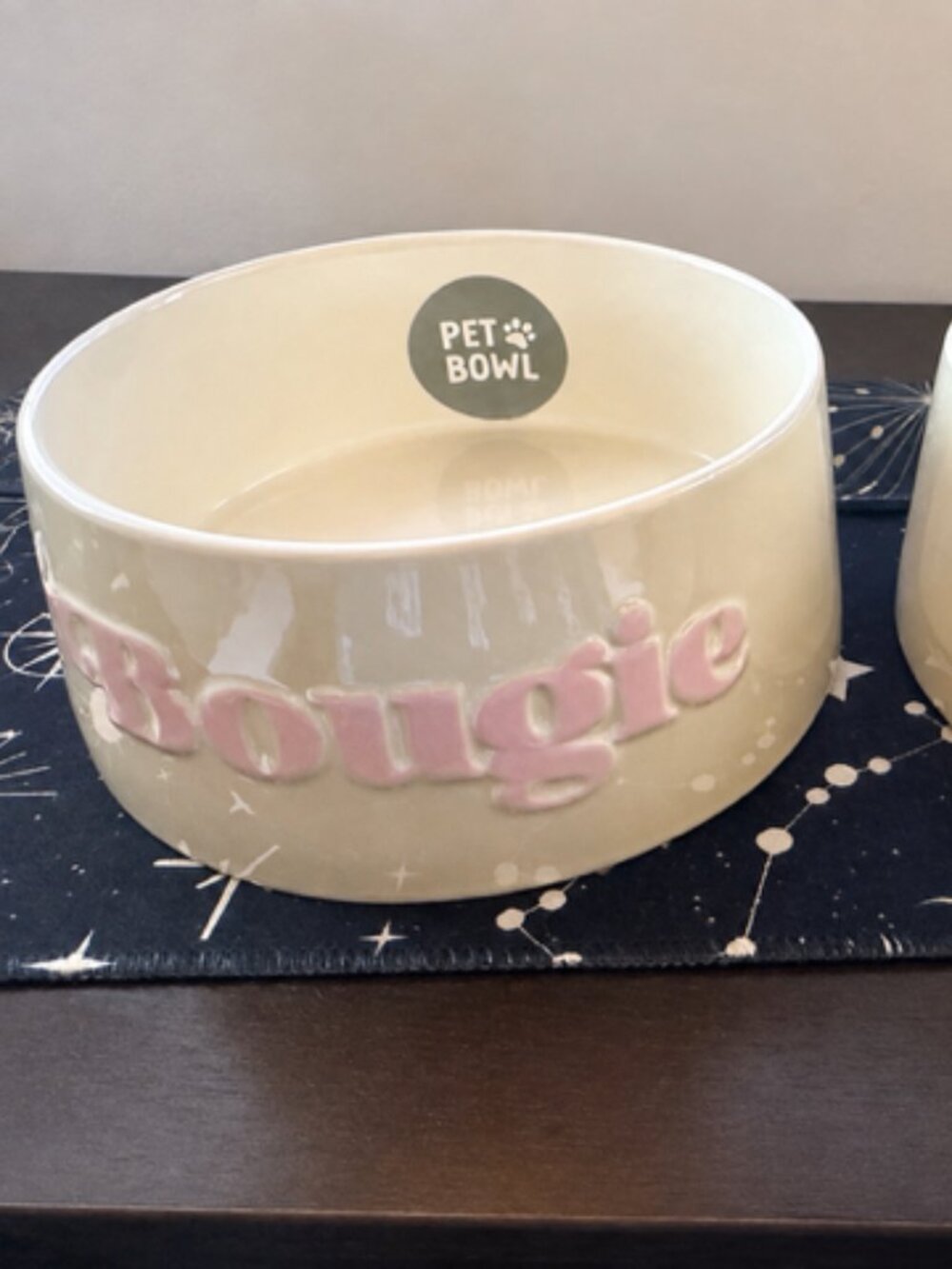 Set of 2 Bougie Ceramic Pet Bowls Pink & Cream – NEW